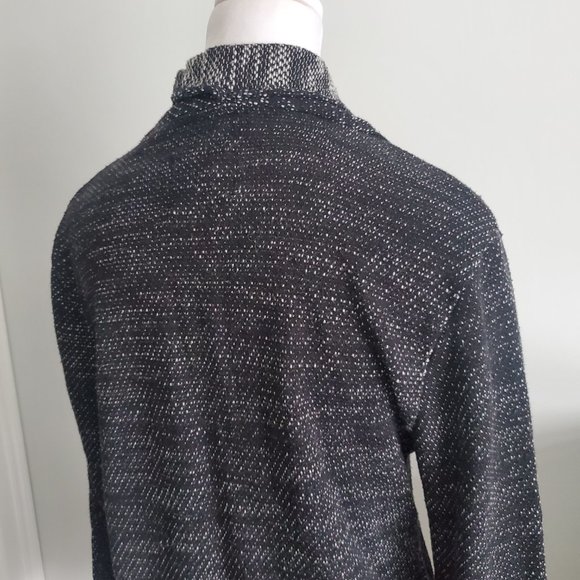 Black Heathered Open Cardigan Shawl Collar Pockets Comfy Cozy Casual Cottagecore - Picture 6 of 8